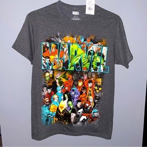 NWT, Marvel, Mens Small, Grey T-shirt with Marvel Heroes